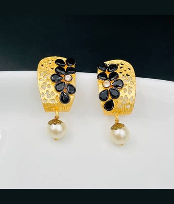 The Jewelbox Copper Gold Plating American diamonds Studded Multi Coloured Earrings