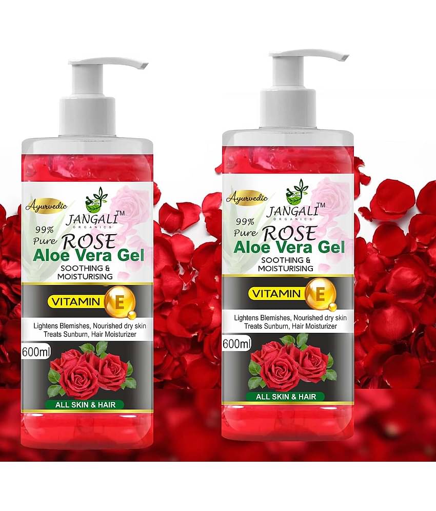 PURE JANGALI ORGANICS 100% PURE Rose Aloe Vera Gel for Beautiful Skin & Hair 1200ML