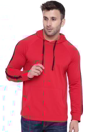 Red Black Full Sleeve Hooded T-Shirt - XL