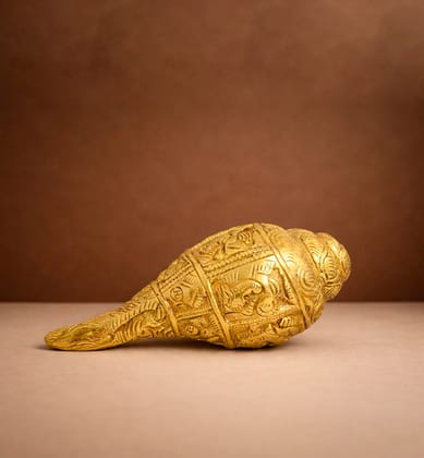 Handcrafted Brass Shankh (Conch) – Decorative Gold Finish Handcrafted Brass Shankh (Conch) – Decorative Gold Finish