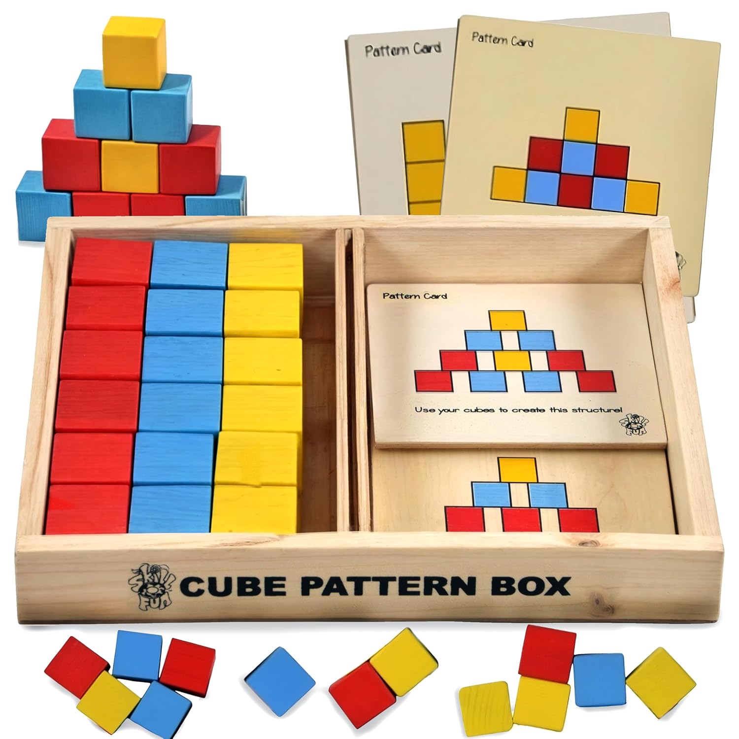 Skillofun Wooden Cubes Pattern Box, Multi Color