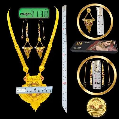 Handmade One Gram Gold Necklace and Earring Set for Rakhi Festival | Intricate Indian Jewelry