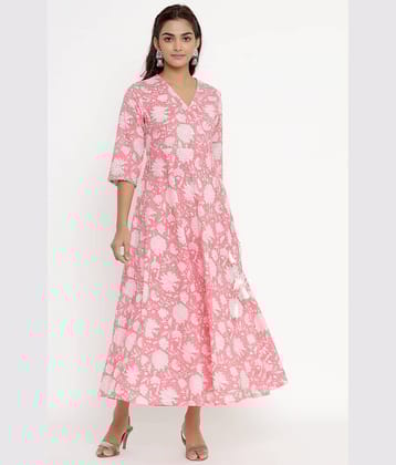 Angiya Pink Cotton Angrakha Kurti -