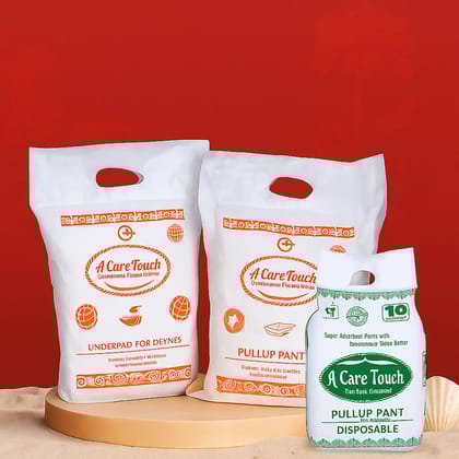 A Care Touch Disposable Pull Up Pants with Two Pack of Underpads, Super Absorbent, Leak-proof (Pack of 1 L-XL Pull Up Pant & 2 underpads)