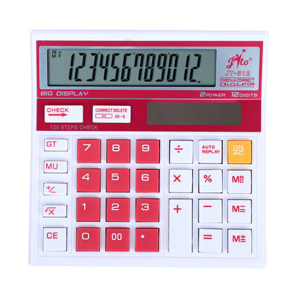 Jito 12 Digits White Pink Electronic Calculator with 18 Months Warranty
