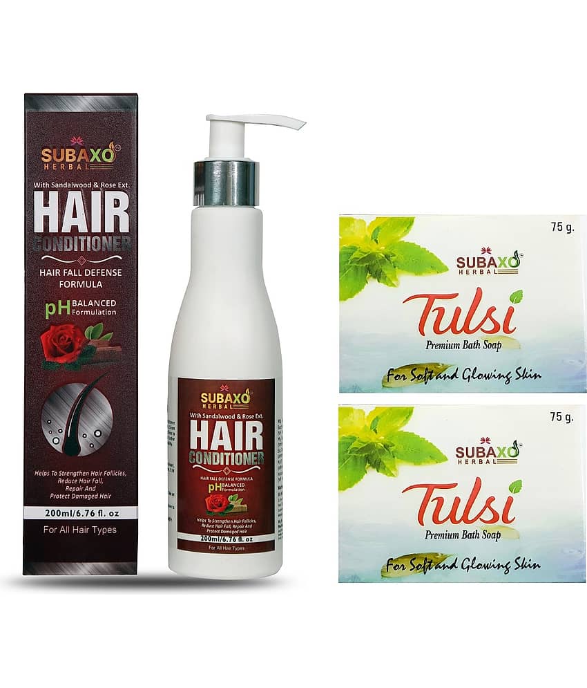Herbal Hair Conditioner | Reduce Hair Fall & Protect Hair Damage 200 Ml & Tulsi Soap 2 Pc Each 75 G