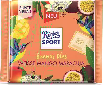 Ritter Sport Buenos Dias White Mango Passion Fruit, 100 gm