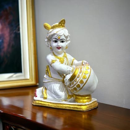 Marble Murtie Lord Krishan Makhan-Chor Idol For Home,H-16 Inches