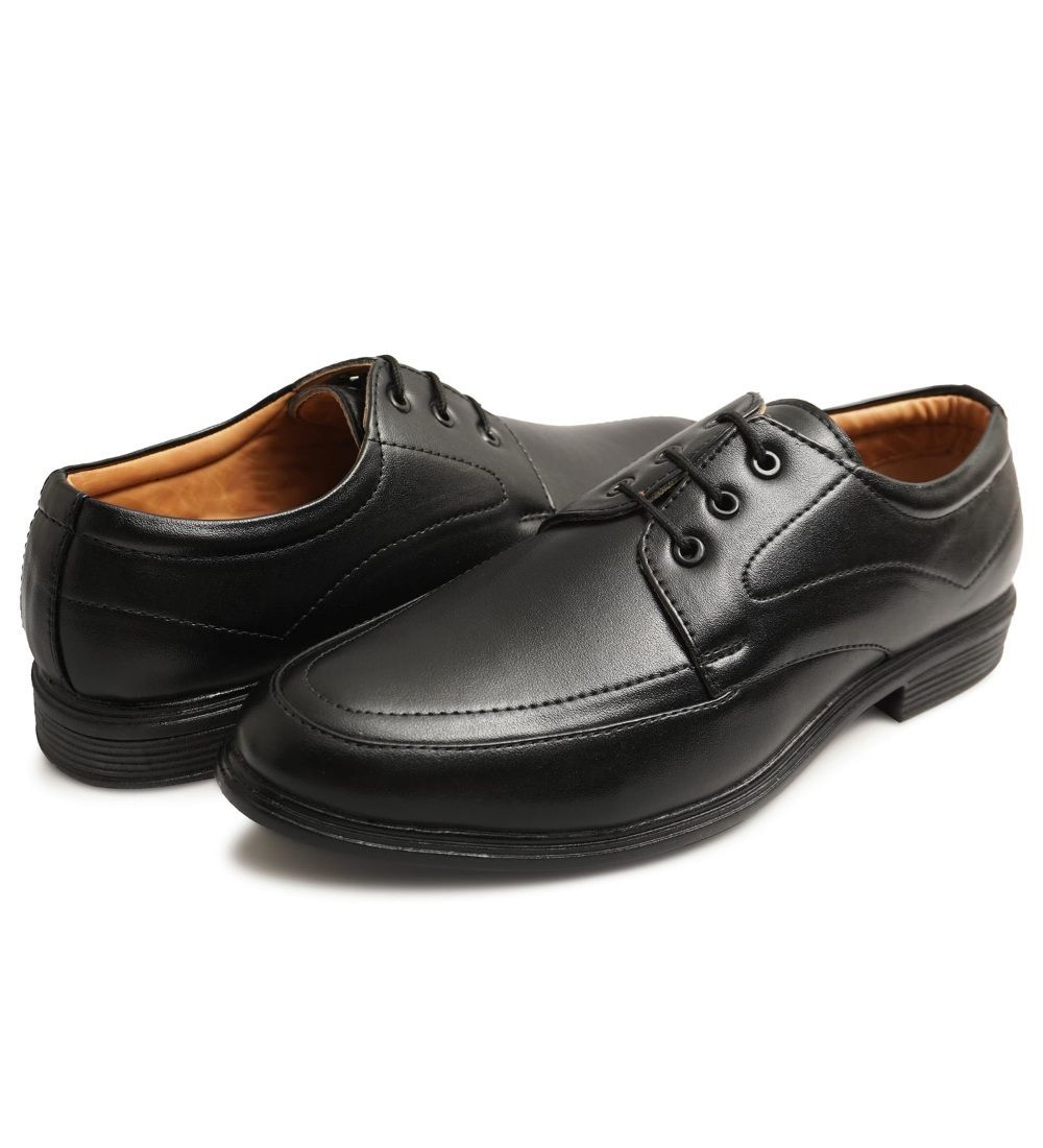 Mens Casual Faux Leather Solid Lace-Up Formal Shoes Size 9 (Black)