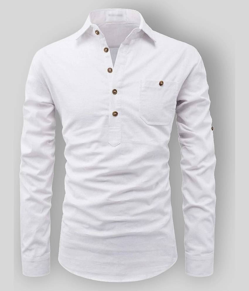 Vida Loca - Indigo Cotton Blend Men's Shirt Style Kurta ( Pack of 1 )