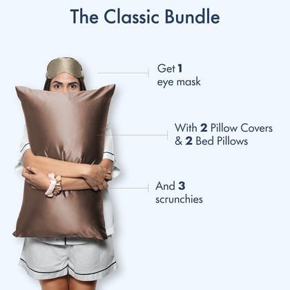The Classic Bundle-Brown / 2 bed pillows & 2 pillowcases (17 x 27 inches)