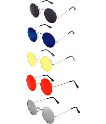 Elligator Multicolor Round Sunglasses ( Pack of 5 )