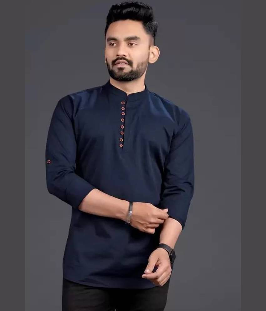 Nofilter Blue Cotton Blend Men's Regular Kurta ( Pack of 1 )