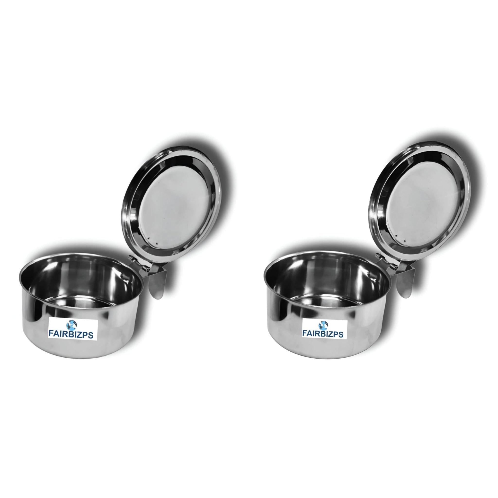 FAIRBIZPS Stainless Steel Spitting Mug, Spitting Mug for Old Age, Spit Bowl, Leakproof Spittoon Mug with Lid, Cough Spitting Box (300ml) Pack of 2, Silver