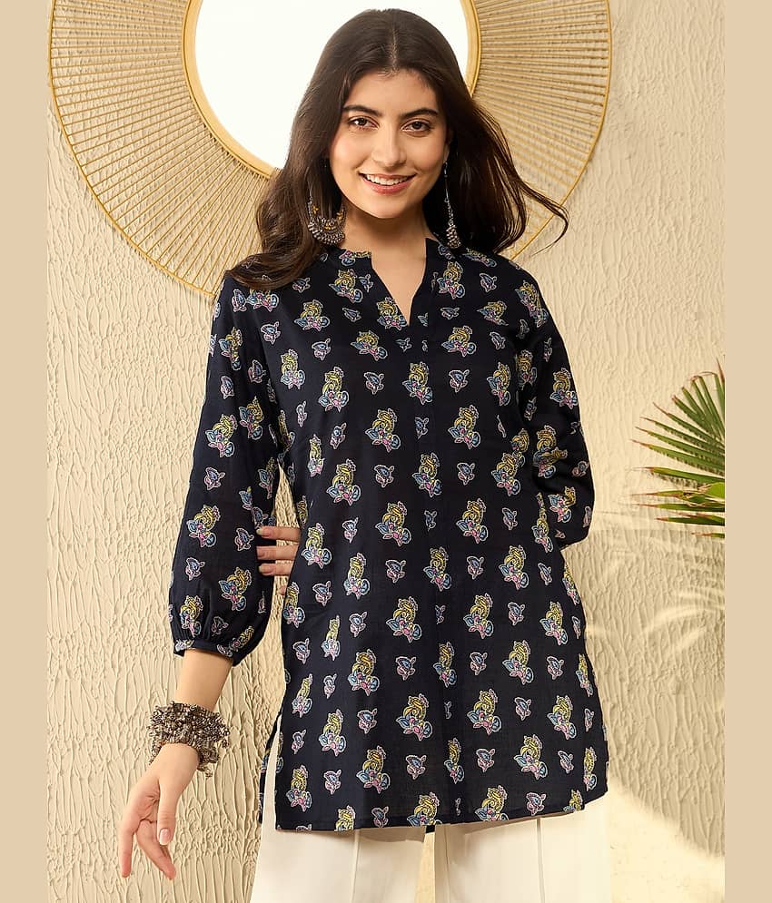 Vaamsi Women's Cotton Blend Tunic ( Navy Blue )