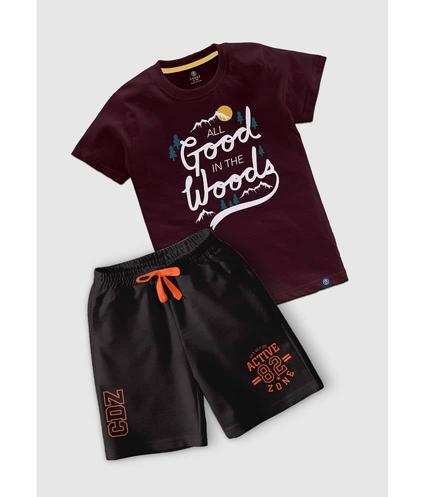 CODEZ Pack of 1 Boys Cotton Blend T-Shirt & Shorts Set ( Multicolor )