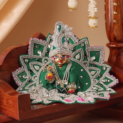 Saawan Sugandh Emerald Green Ladoo Gopal Poshak & Shringar Set-With Shringar / 1-2 No.
