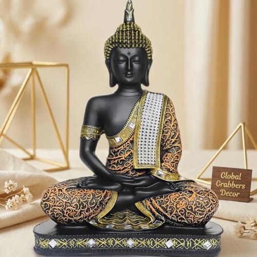 Global Grabbers 25 Centimetre Meditating Sitting Buddha Idol Statue showpiece Home Decor Decoration Items for