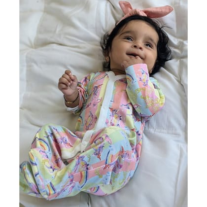 Baby Sleepsuit | Full Sleeve Romper | Rainbow Unicorn-0-1 month