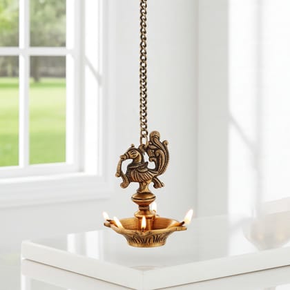 Brass Showpiece Murga Deepak With Chain Statue (BSMAS900 B)