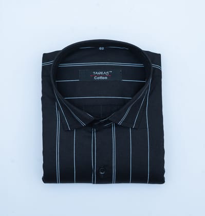 Black Color 100% Lining Shirt For Men's-XXL (44 Inch) (112 CM) / Full