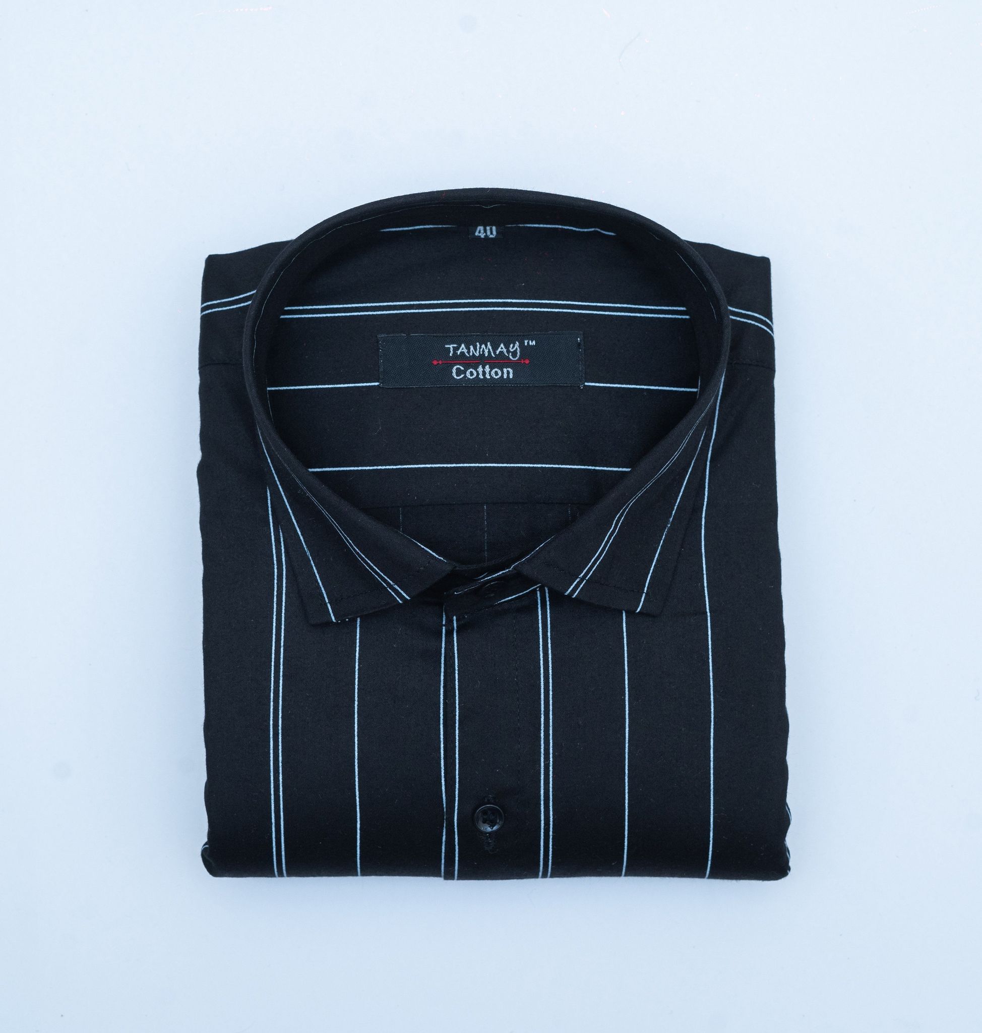 Black Color 100% Lining Shirt For Men's-XXL (44 Inch) (112 CM) / Full