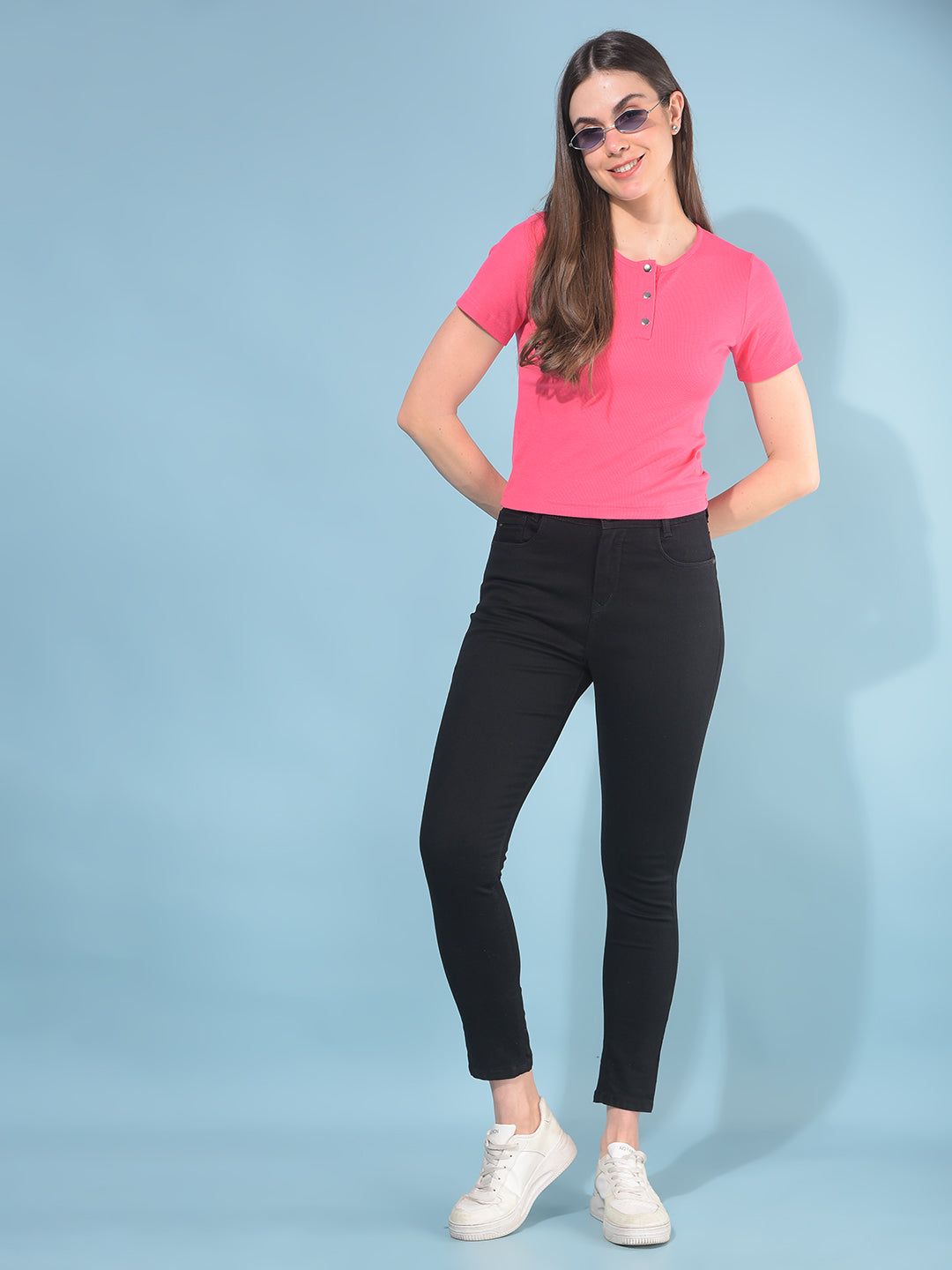 Black Skinny Cotton Jeans-32 / Black