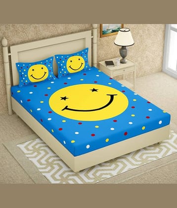 PETROSOLY Cotton 1 Double Bedsheet with 2 Pillow Covers ( Blue )