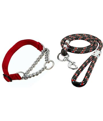 Tame Love Combo Half Dog Chain Collar and Leash for heavy breed with Strong Cast Hook (18mm)