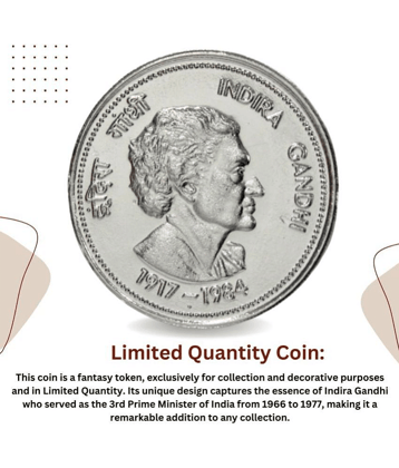 10000 Rupee - Indira Gandhi Silverplated Fantasy token Memorial Coin