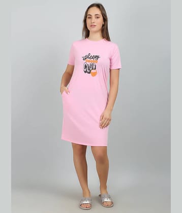 MEGASKA - Pink Cotton Women's Nightwear Night T-Shirt ( Pack of 1 )