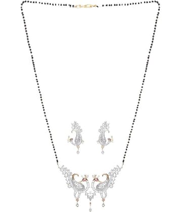 Pujvi fashions AD double peacock mangalsutra set for womens
