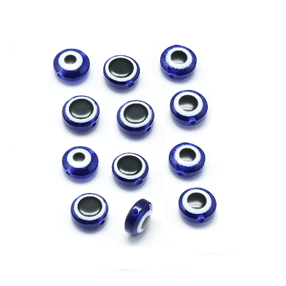 Acrylic Evil Eye Beads 7.5x5.5 MM Drum-Dark Blue / 45 Beads (10 Grams)