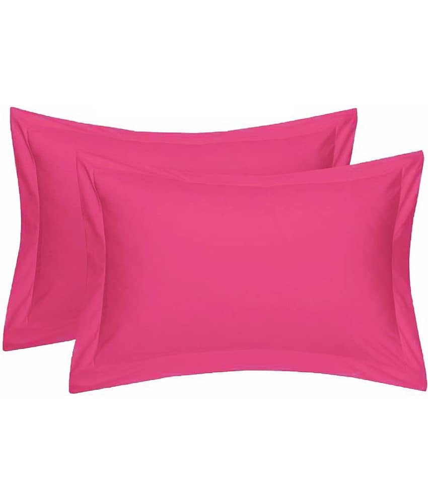MAHALUXMI COLLECTION - Pack of 2 Microfiber Solid Standard Size Pillow Cover ( 68.58 cm(27) x 43.18 cm(17) ) - Magenta