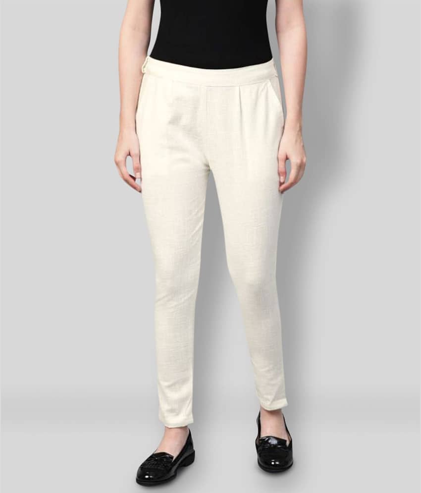 Yash Gallery Cotton Straight Women's Casual Pants ( Off White )