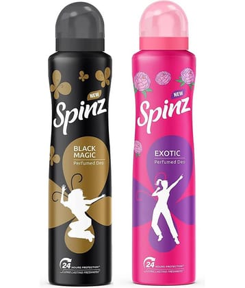 Spinz - BLACK MAGIC 1 EXOTIC DEODORANT Deodorant Spray & Perfume for Unisex 300 ml ( Pack of 2 )