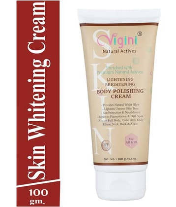 Vigini Skin Whitening Lightening Vitamin C & Kojic Acid Cream use with Soap Wash under arm Elbow knee Face Serum SPF 30 100 g