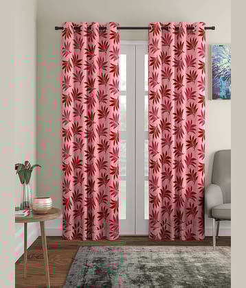 Cortina - Nature Printed Room Darkening Eyelet Curtain-5 Ft-pack of 2
