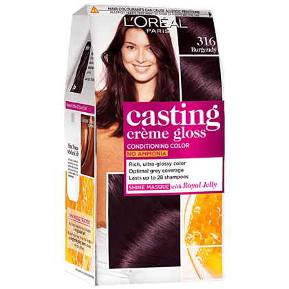 Loreal Paris Casting Creme Gloss Hair Colour, 87.5 G + 72 Ml 316 Burgundy