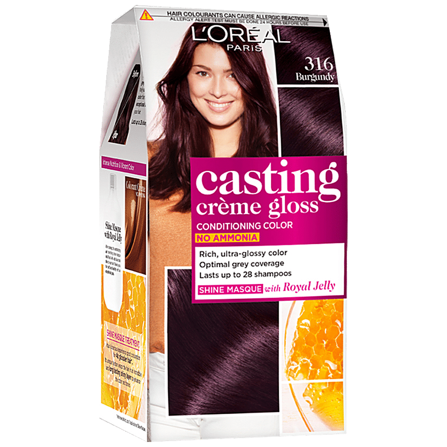 Loreal Paris Casting Creme Gloss Hair Colour, 87.5 G + 72 Ml 316 Burgundy
