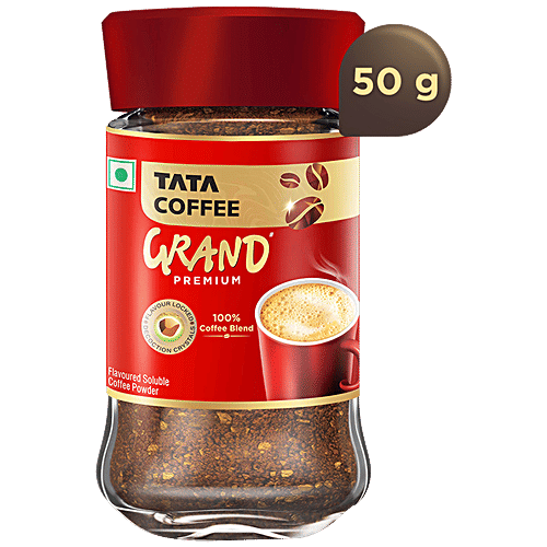 Tata Coffee Grand Premium Instant Coffee - 100% Coffee Blend, 50 g Jar