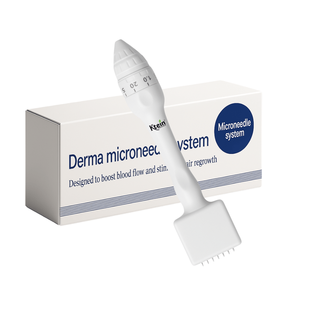 Ktein Derma Microneedle Stamp for Hair Growth and Skin Repair | Adjustable Needles 0.25mm to 3.0mm | For Scalp, Beard, and Face | Reduces Acne Scars | Safe and Effective