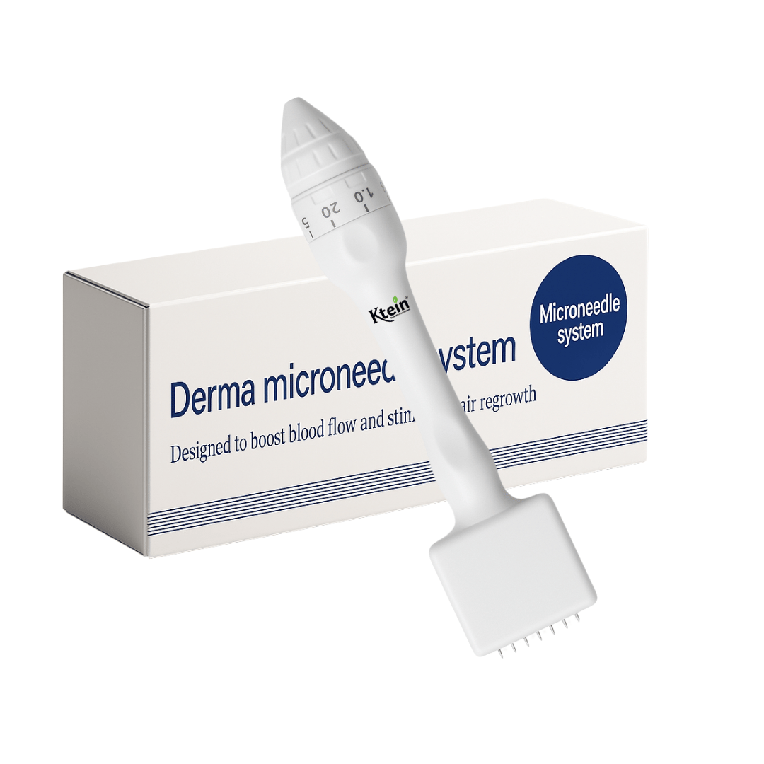Ktein Derma Microneedle Stamp for Hair Growth and Skin Repair | Adjustable Needles 0.25mm to 3.0mm | For Scalp, Beard, and Face | Reduces Acne Scars | Safe and Effective