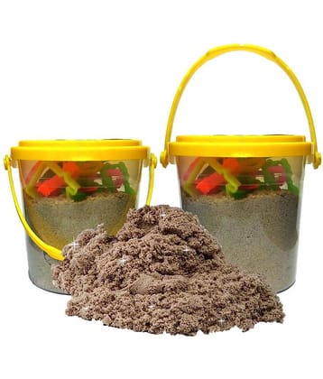 Rabbit Magic Sand 2 Buckets 1kg (Purple-Brown) Creative Sand for Kids 20 Toys Moulds