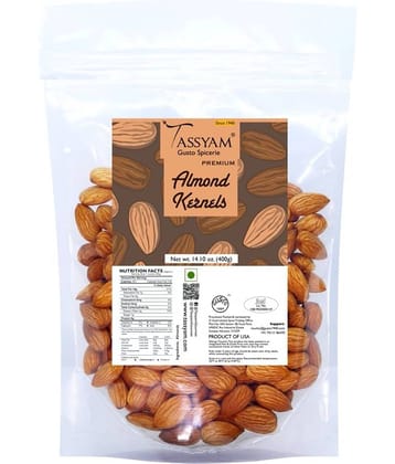 Tassyam Premium Raw Almonds 400g Badaam Giri | Healthy Dry Fruits Pouch