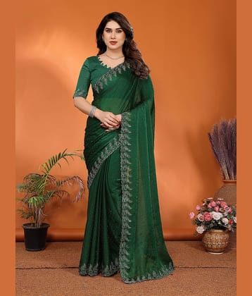 ANAND SAREES Chiffon Solid Ilkal Saree With Unstitched Blouse Piece ( Green )