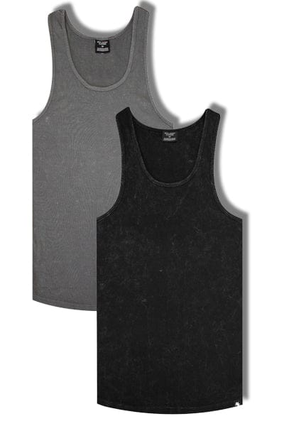 Washed Muscle-Up Ribbed Tank 2pk-3XL