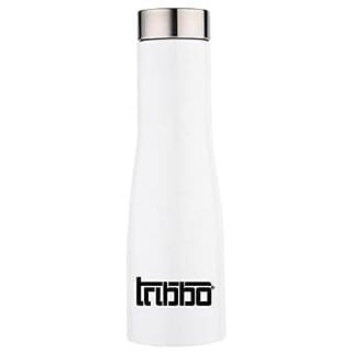 TRIBBO Stainless Steel Water Bottle 1 litre Water Bottles For Fridge School,Gym,Home,office,Boys   Girls Kids Leak Proof(WHITESTEEL CAP SET OF 1 1000 ML Model-Flora)