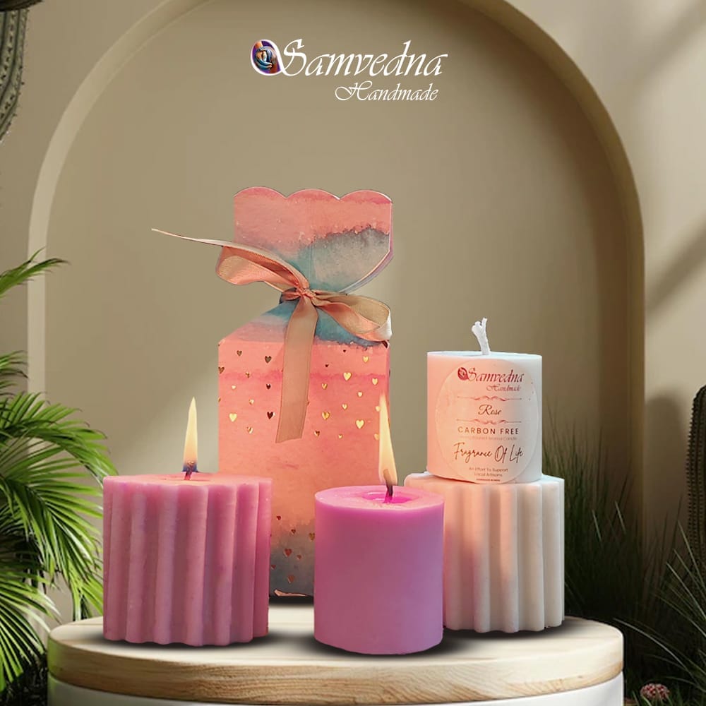 Samvedna Handmade Aroma Gift Candles Set (2-Pack) – Soothing Soya Wax with Aromatic Fragrance, Perfect for Gifts and Anniversaries