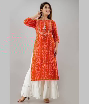 FabbibaPrints - Red Rayon Women's Straight Kurti ( Pack of 1 )